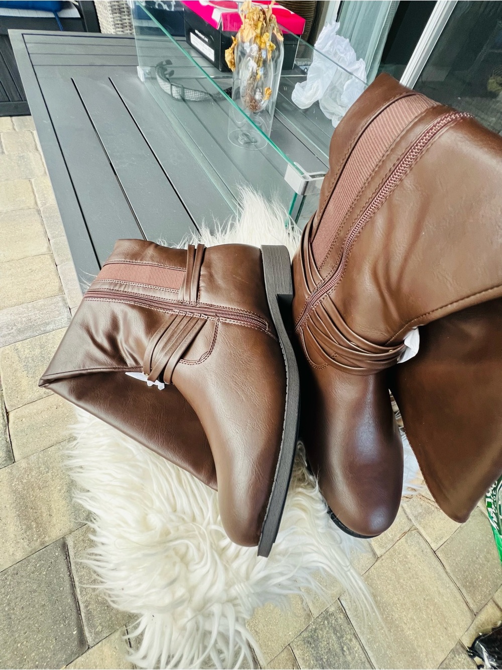Ashley Stewart Brown Mid-Calf Ankle Boots